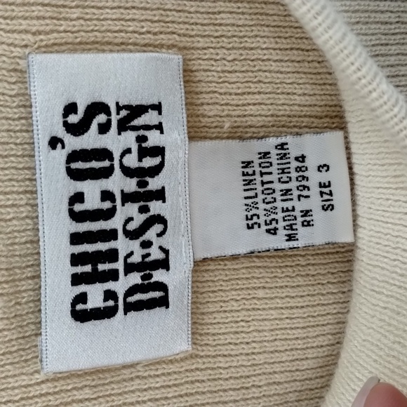 Chico's Design linen blend cream tan tank size 3 XL 16 sleeveless - Picture 3 of 6